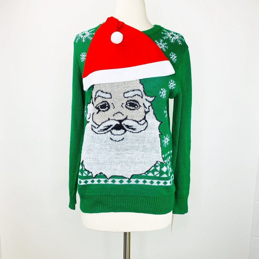 Jem Boys Santa Holiday Sweater with Removable Hat, - Picture 2 of 7